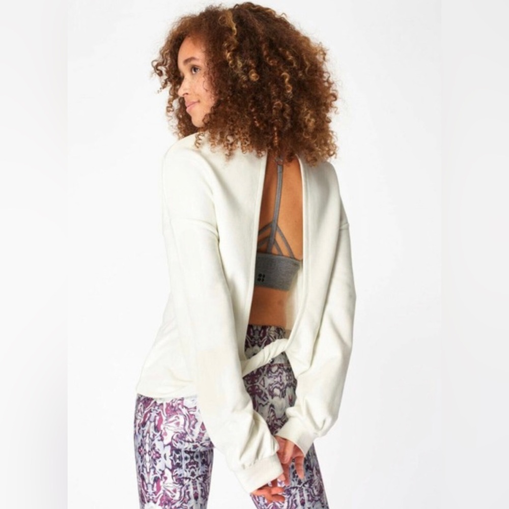 Sweaty Betty Recline Open Back Sweatshirt SB5528 Lily White Size Medium